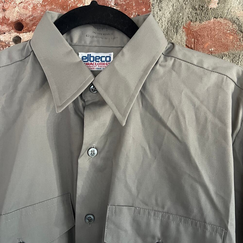 VTG Elbeco MADE IN USA Workwear Men's LS Gray Shirt M 21.5x28